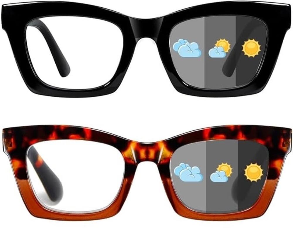 Hubeye Progressive Reading Glasses For Women 2 pair(Black+Hawksbill Turtle,1.75)
